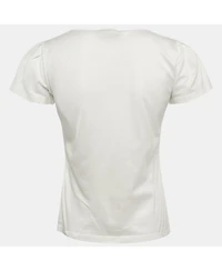 Pre-Owned Salvatore Ferragamo Women's White Sequin Embellished Jersey T-Shirt