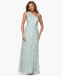 Xscape Petite 3D Flower One Shoulder Ball Gown