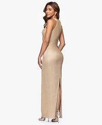 Xscape Petite Long Glitter Knit Halter Neck Ball Gown