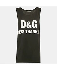 Pre-Owned Dolce & Gabbana Women's Black Slogan Print Jersey Tank Top