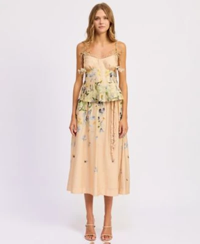 En Saison Womens Sleeveless Scoop Neck Carrera Top A Line Midi Skirt