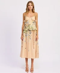 En Saison Womens Sleeveless Scoop Neck Carrera Top A Line Midi Skirt