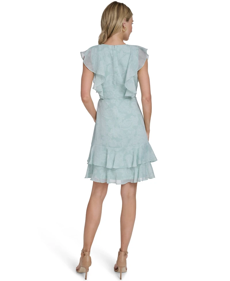 Tommy Hilfiger Women's Flutter-Sleeve Belted Mini Dress
