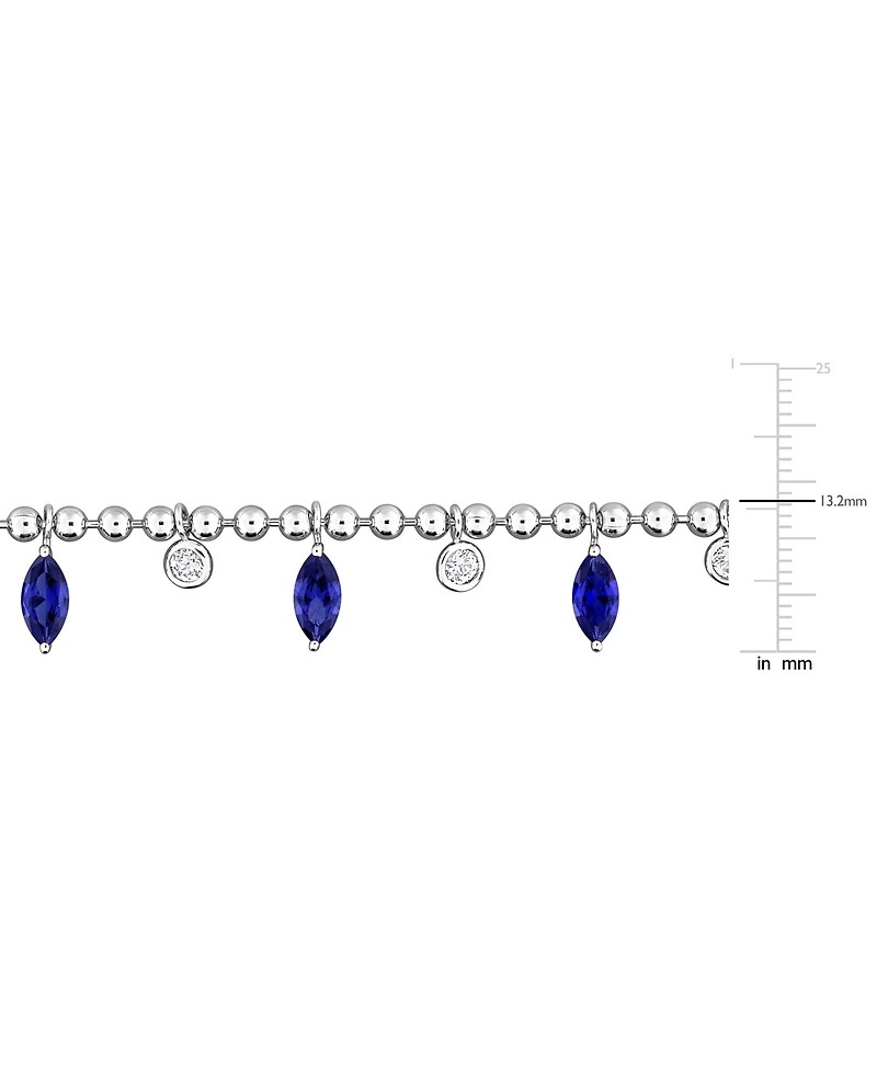 Macy's Blue Sapphire (4-7/8 ct. t.w.) and White Sapphire (7/8 ct. t.w.) Necklace in Sterling Silver