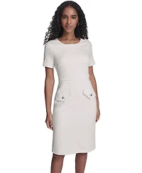 Tommy Hilfiger Women's Short-Sleeve Wicker Weave Shift Dress