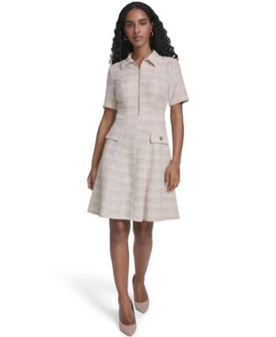Tommy Hilfiger Womens Short Sleeve Zipper Front Dress