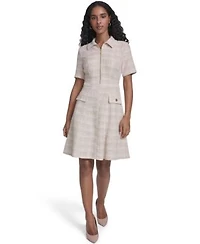 Tommy Hilfiger Womens Short Sleeve Zipper Front Dress