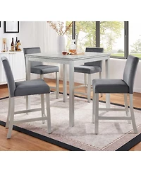 Streamdale Furniture Counter Height Chairs Set for 4, Padded Seat Barstool for Dining Room, Silver Gray