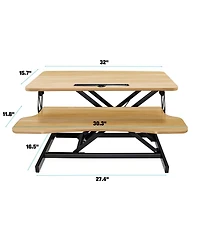 Streamdale Furniture 32" Height Adjustable Sit-Stand Desk Converter for Dual Monitors & Laptop