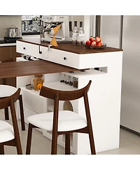 Streamdale Furniture Kitchen Island Set with 4 Chairs, Extendable & Rotating Table, Retro Design
