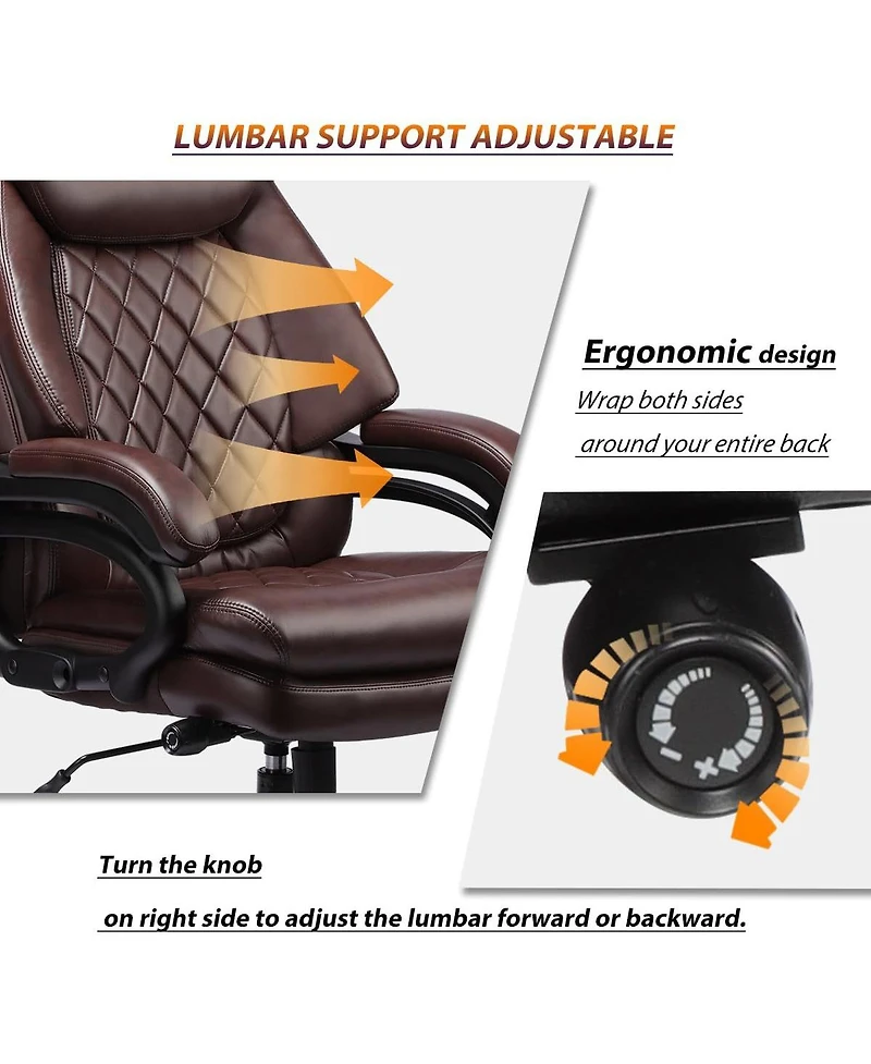 Streamdale Furniture 500lbs Big and Tall Office Chair for Heavy People Executive Computer Desk Chair