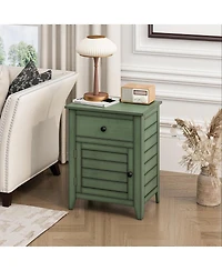 Streamdale Furniture Antique Green Veneer Transitional Nightstand with Storage Drawer