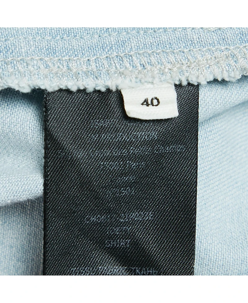 Pre-Owned Isabel Marant Women's Etoile Light Blue Denim Button Front Ruffled Blouse