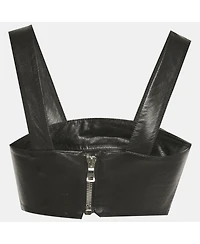 Pre-Owned Balmain Women's Black Leather Crop Top