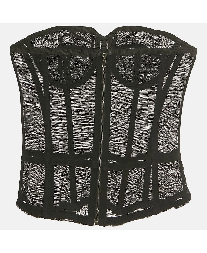 Pre-Owned Dolce & Gabbana Women's Black Stretch Mesh Sheer Corset Top
