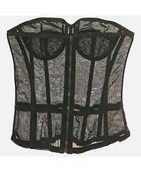 Pre-Owned Dolce & Gabbana Women's Black Stretch Mesh Sheer Corset Top