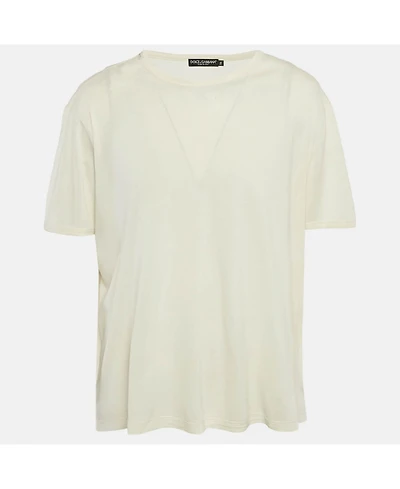 Pre-Owned Dolce & Gabbana Men's Cream Jersey Crewneck T-Shirt