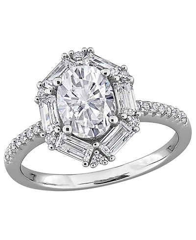 Macy's Moissanite (2-1/4 ct. t.w.) Multi-Cluster Ring in Sterling Silver