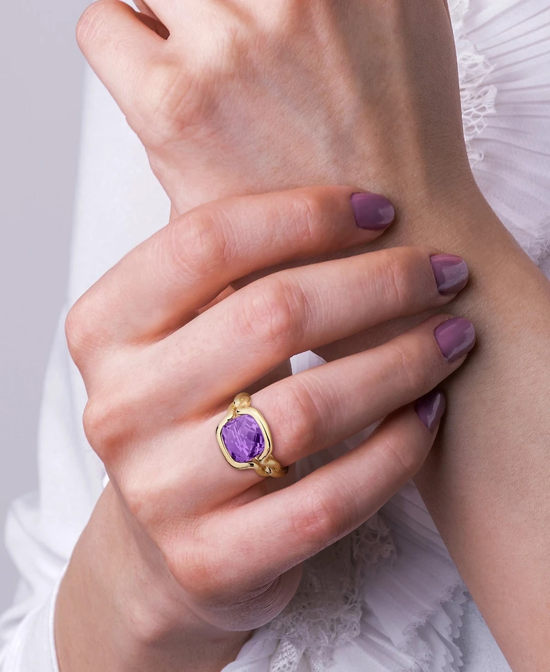 Macy's Amethyst (4-1/2 ct. t.w.) Solitaire Ring 18k Gold Flash Plated Sterling Silver