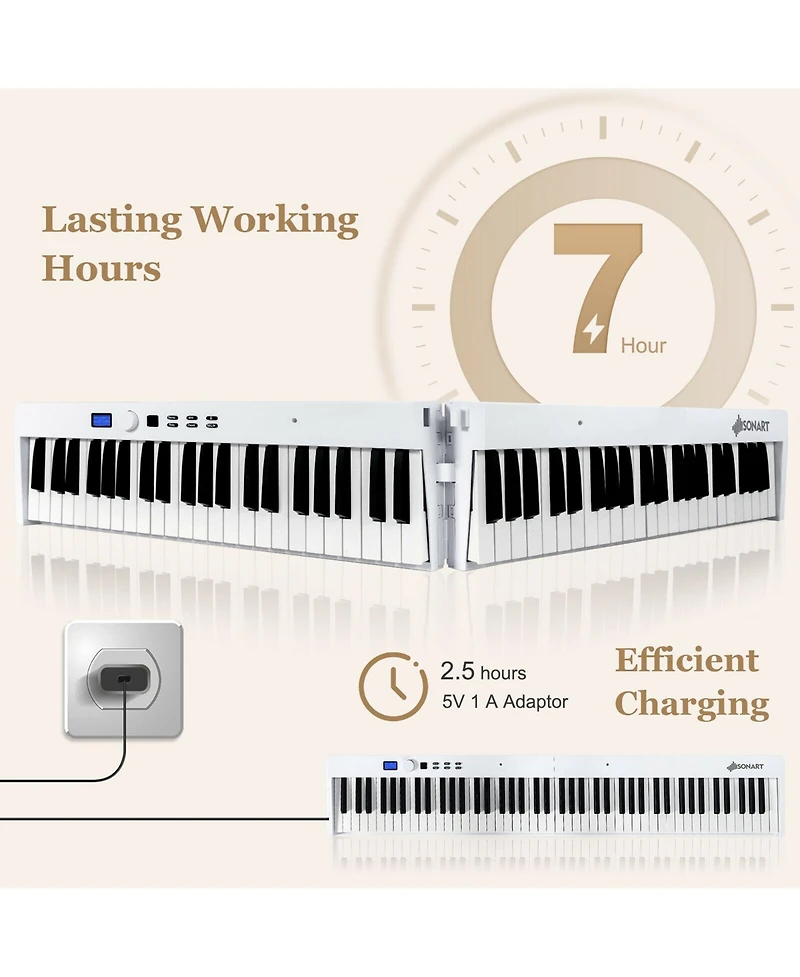 Costway 88-Key Folding Electric Piano Keyboard Semi Weighted Full Size Midi Toy