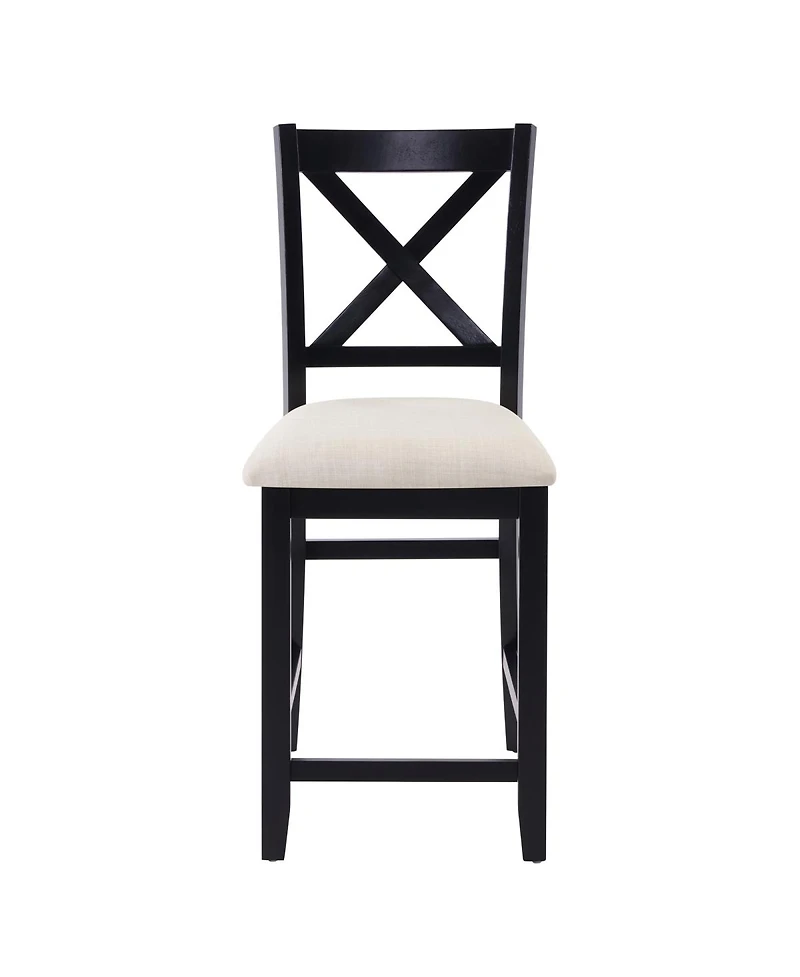 Streamdale Furniture Streamdale Wooden Counter Height Dining Chairs Set of 4 with Padded Seat, Black & Beige