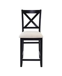 Streamdale Furniture Streamdale Wooden Counter Height Dining Chairs Set of 4 with Padded Seat, Black & Beige