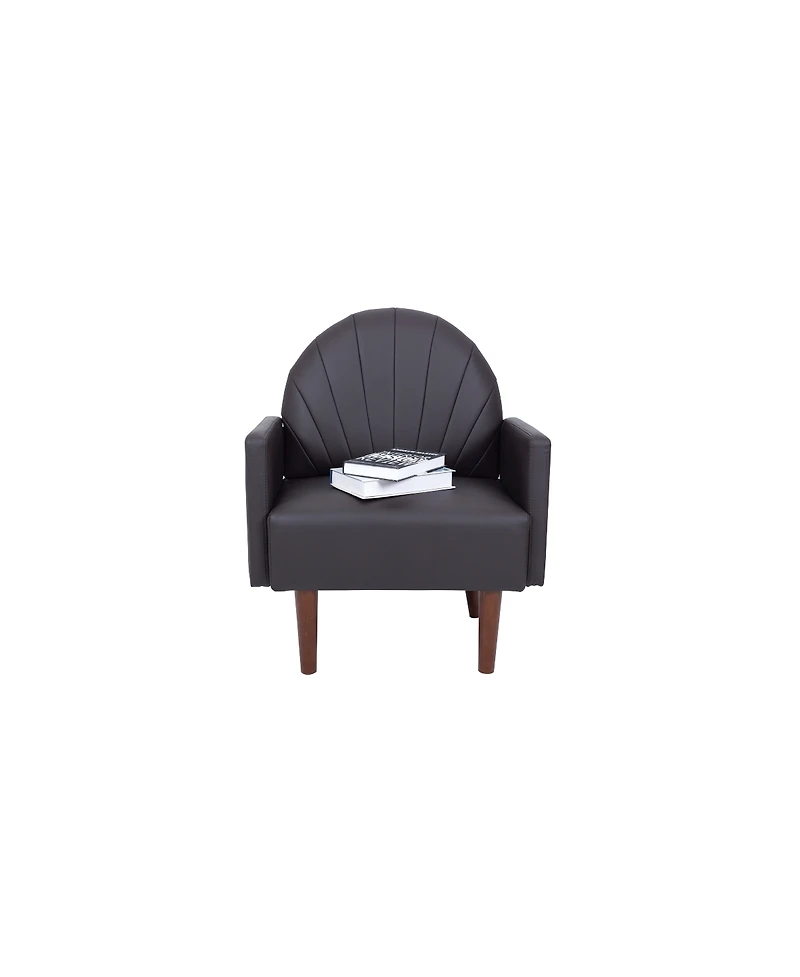 Streamdale Furniture Streamdale Shell armchair with Pu leather and wooden legs