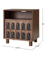 Streamdale Furniture Modern 26" Nightstand w/ Charging Station & 2 Drawers, 23.75" Wide Bedside Table.
