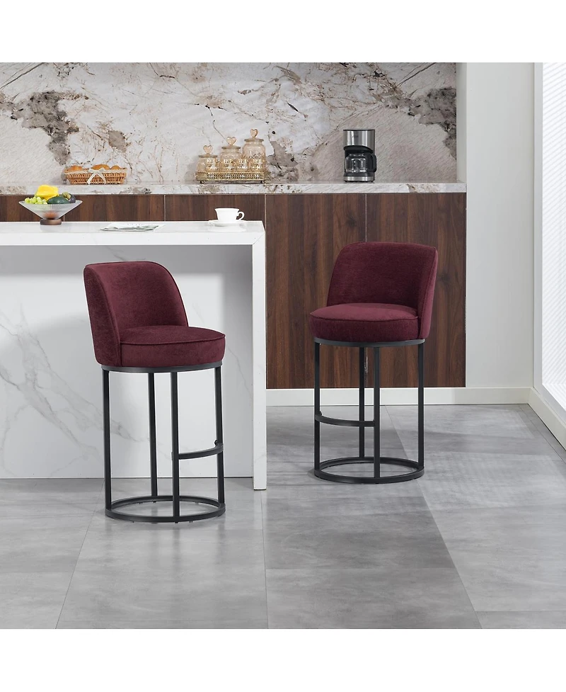 Streamdale Furniture Streamdale Counter Height Bar Stools Set of 2, Modern Barrel Counter Stools with Backrest