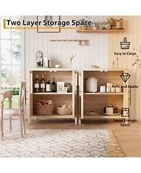 gaomon Sideboard Cabinet with 2 Glass Doors and Drawers, 29" Buffet with Solid Wood Top