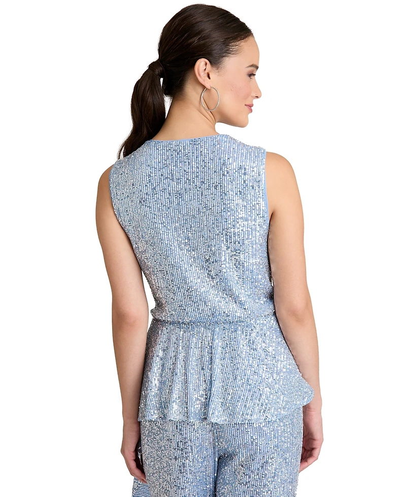 Muse Women's V-Neck Sleeveless Sequin Top