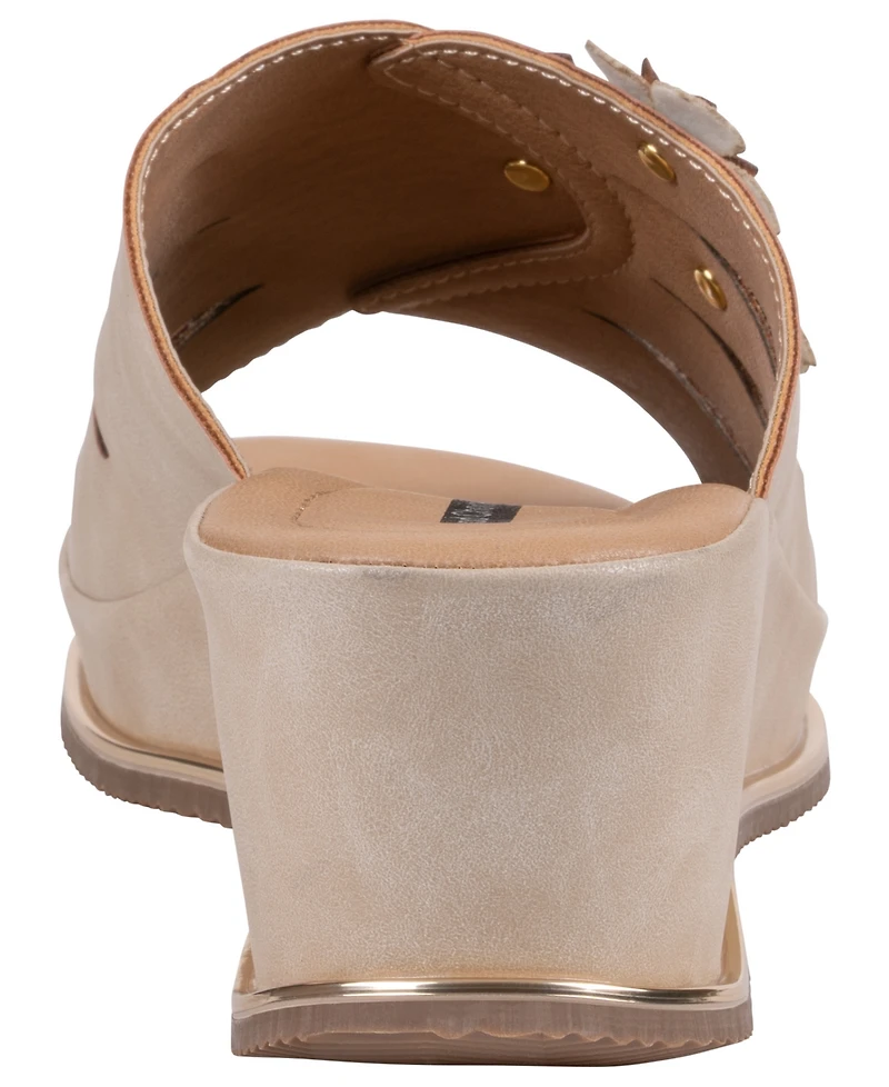 Gc Shoes Women's Sarel Floral Round Toe Wedge Sandals