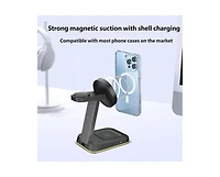 Risokeys 3-in-1 Magnetic Wireless Charger - Desktop Vertical MagSafe Phone Stand Fast Charging for Phone Earphones, Apple Watch