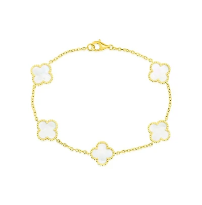 Simona Sterling Silver, Mother of Pearl Clover