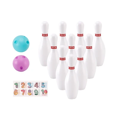 Bruce & Shark Kids Glow Bowling Set with 10 Pins & 2 Balls for Indoor/Outdoor Party Fun