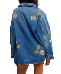 Free People Women's Madison Embroidered Denim Shirt Jacket