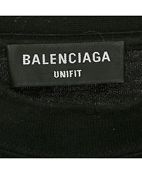 Pre-Owned Balenciaga Men's Black Logo Print Cotton Crew Neck Distressed Sweatshirt
