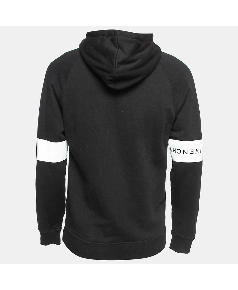 Pre-Owned Givenchy Men's Black Logo Print Cotton Hooded Sweatshirt