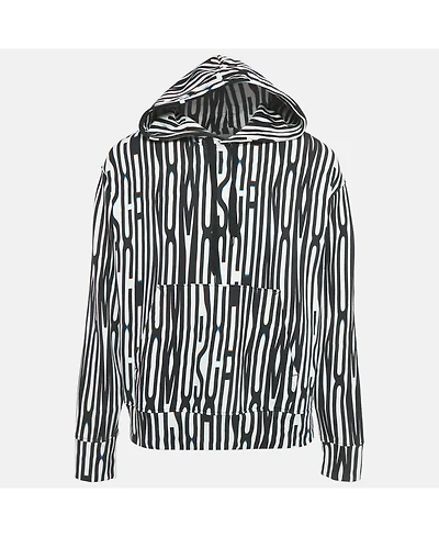 Pre-Owned Moschino Men's Couture Black/white Logo Print Hoodie