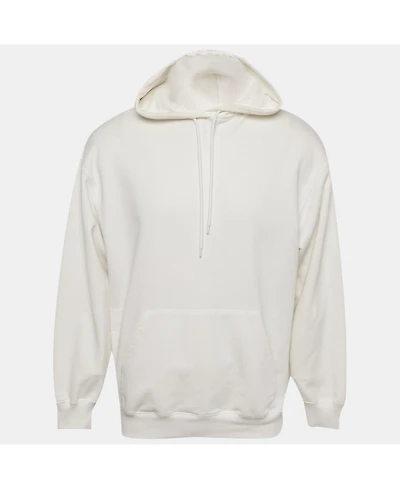 Pre-Owned Balenciaga Men's White Logo Print Cotton Oversize Hoodie