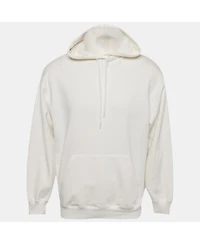 Pre-Owned Balenciaga Men's White Logo Print Cotton Oversize Hoodie