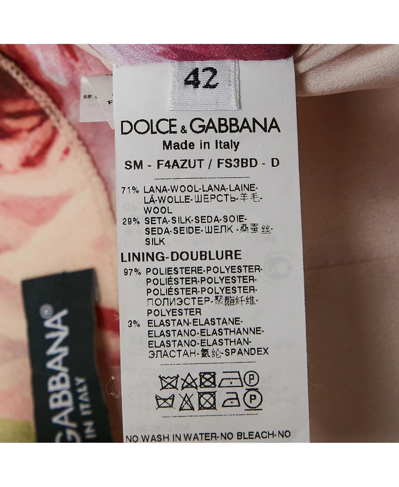 Pre-Owned Dolce & Gabbana Women's Pink Rose Print Crepe Button Detail Mini Skirt
