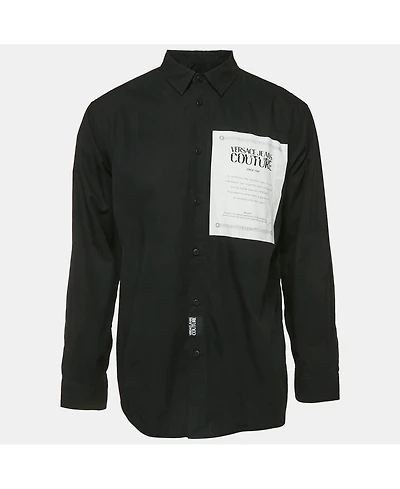 Pre-Owned Versace Men's Jeans Couture Black Printed Cotton Shirt