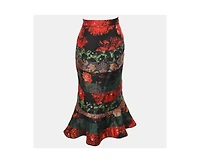 Pre-Owned Givenchy Women's Multicolor Silk Floral Print Zip Trim Skirt