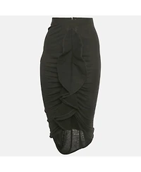 Pre-Owned Givenchy Women's Black Knit Ruffled Midi Skirt