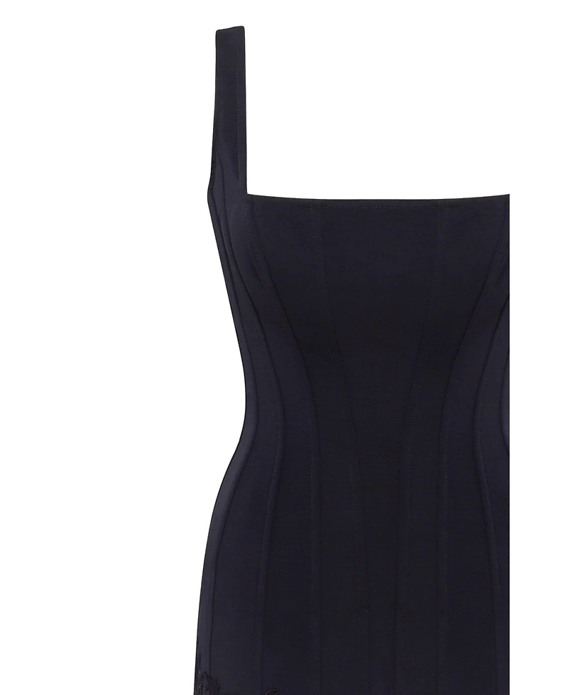 Milla Womens Sultry Black Corset Mini Dress With Lace Hem