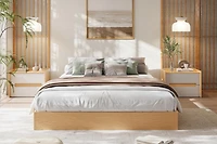 gaomon Wood Platform Bed with Sturdy Wooden Slats, Floor-Standing Frame, Modern Minimalist Design Space-Saving No Box Spring Needed