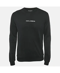Pre-Owned Dolce & Gabbana Men's Black Logo Embroidered Cotton Sweatshirt