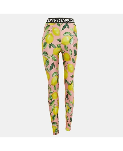 Pre-Owned Dolce & Gabbana Women's Exclusive Pink Lemon Print Jersey Pants