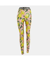 Pre-Owned Dolce & Gabbana Women's Exclusive Pink Lemon Print Jersey Pants